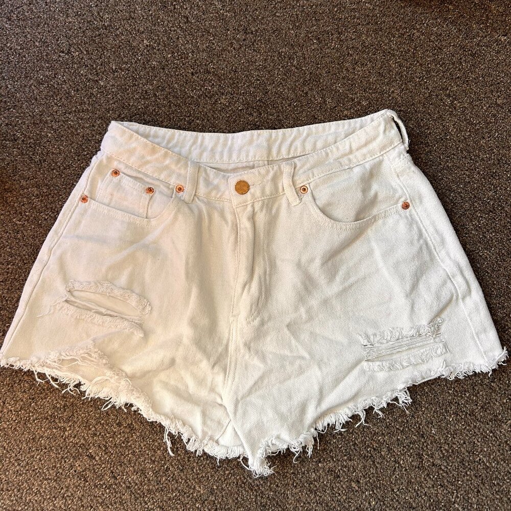White Ripped Jean Shorts